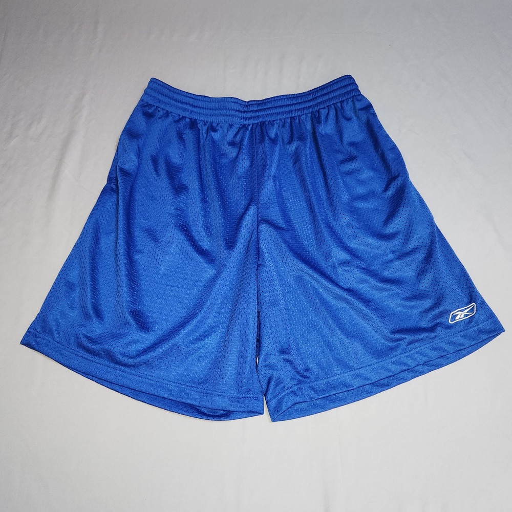 Reebok RBK Mens Blue Mesh Basketball Athletic Shorts Size Large Royal Blue Gym